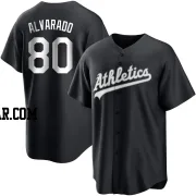 Elvis Alvarado Men's Oakland Athletics Black/White Replica Jersey