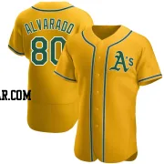 Elvis Alvarado Men's Oakland Athletics Gold Authentic Alternate Jersey