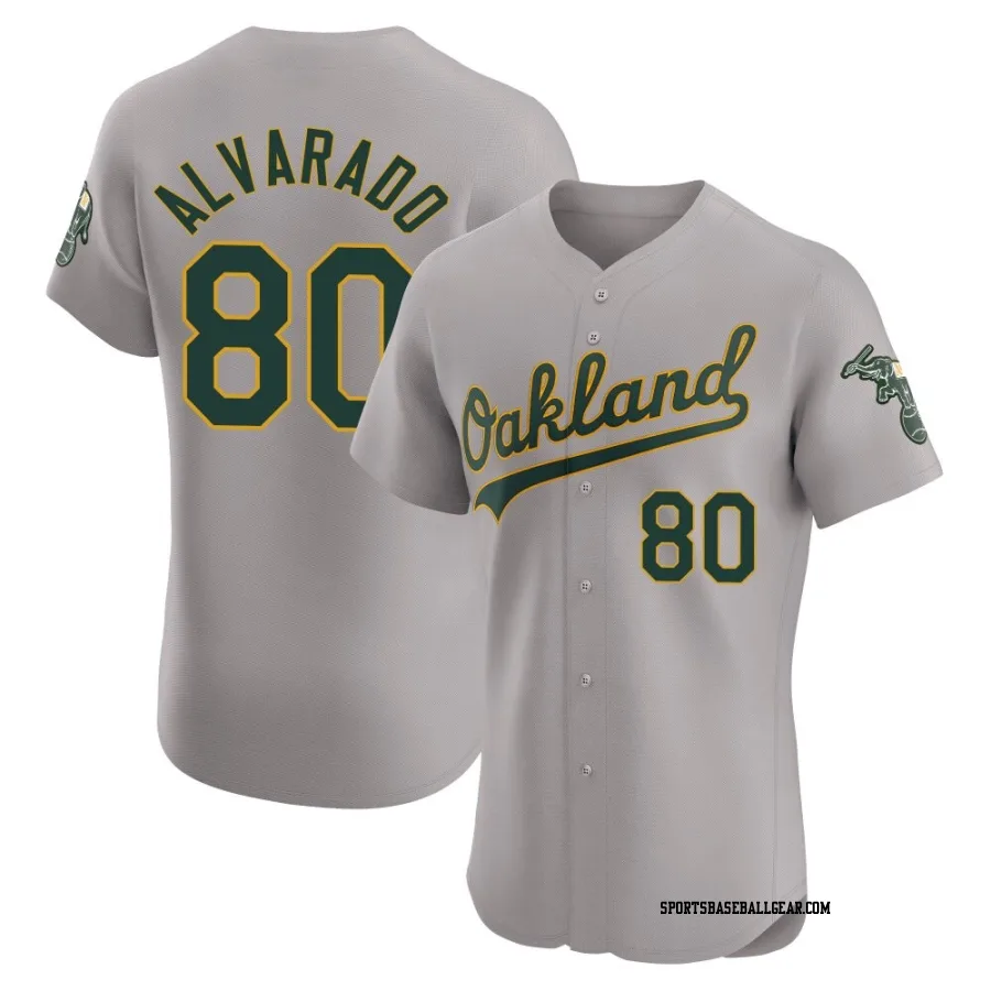 Elvis Alvarado Men's Oakland Athletics Gray Elite Road Jersey