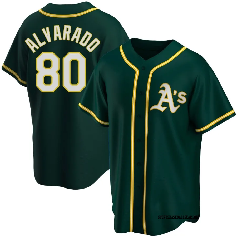 Elvis Alvarado Men's Oakland Athletics Green Replica Alternate Jersey
