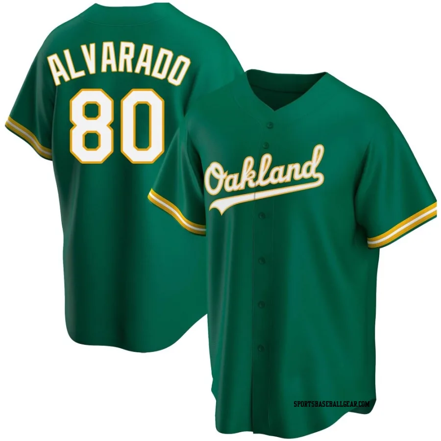 Elvis Alvarado Men's Oakland Athletics Green Replica Kelly Alternate Jersey
