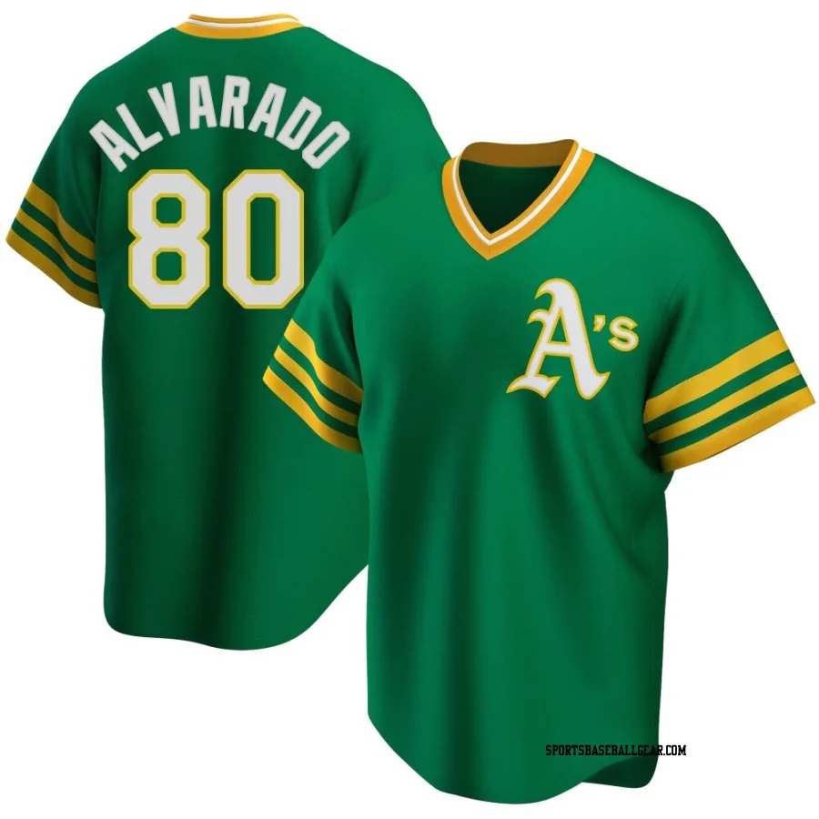 Elvis Alvarado Men's Oakland Athletics Green Replica R Kelly Road Cooperstown Collection Jersey