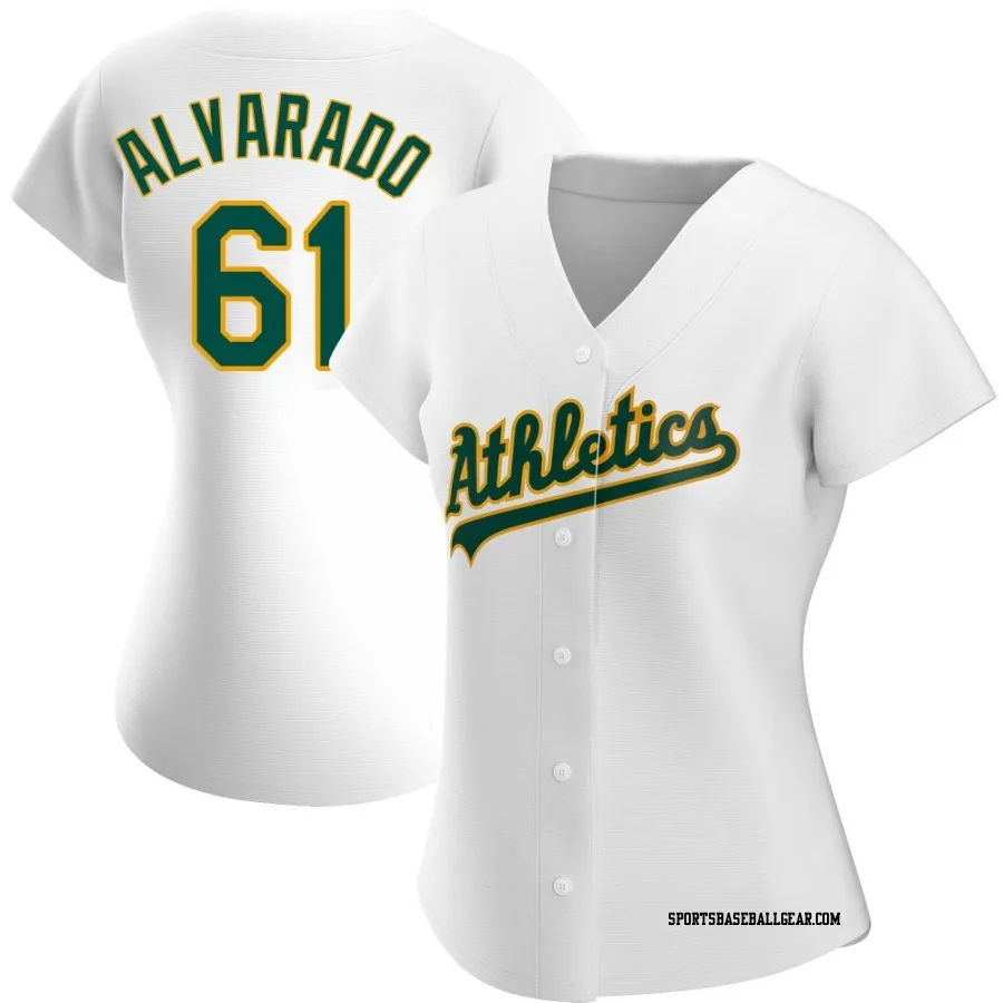 Elvis Alvarado Women's Oakland Athletics White Authentic Home Jersey