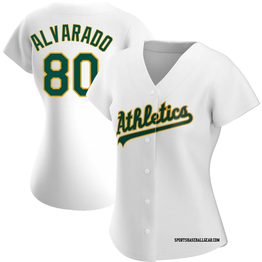 Elvis Alvarado Women's Oakland Athletics White Replica Home Jersey