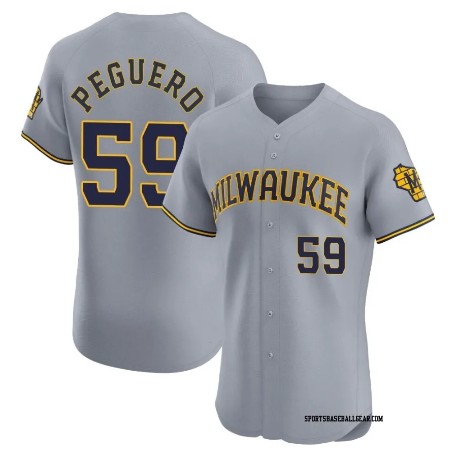 Elvis Peguero Men's Milwaukee Brewers Gray Elite Road Jersey