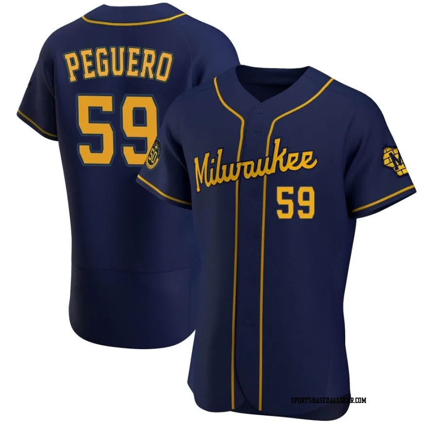 Elvis Peguero Men's Milwaukee Brewers Navy Authentic Alternate Jersey