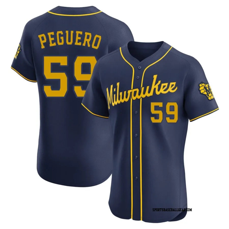 Elvis Peguero Men's Milwaukee Brewers Navy Elite Alternate Jersey