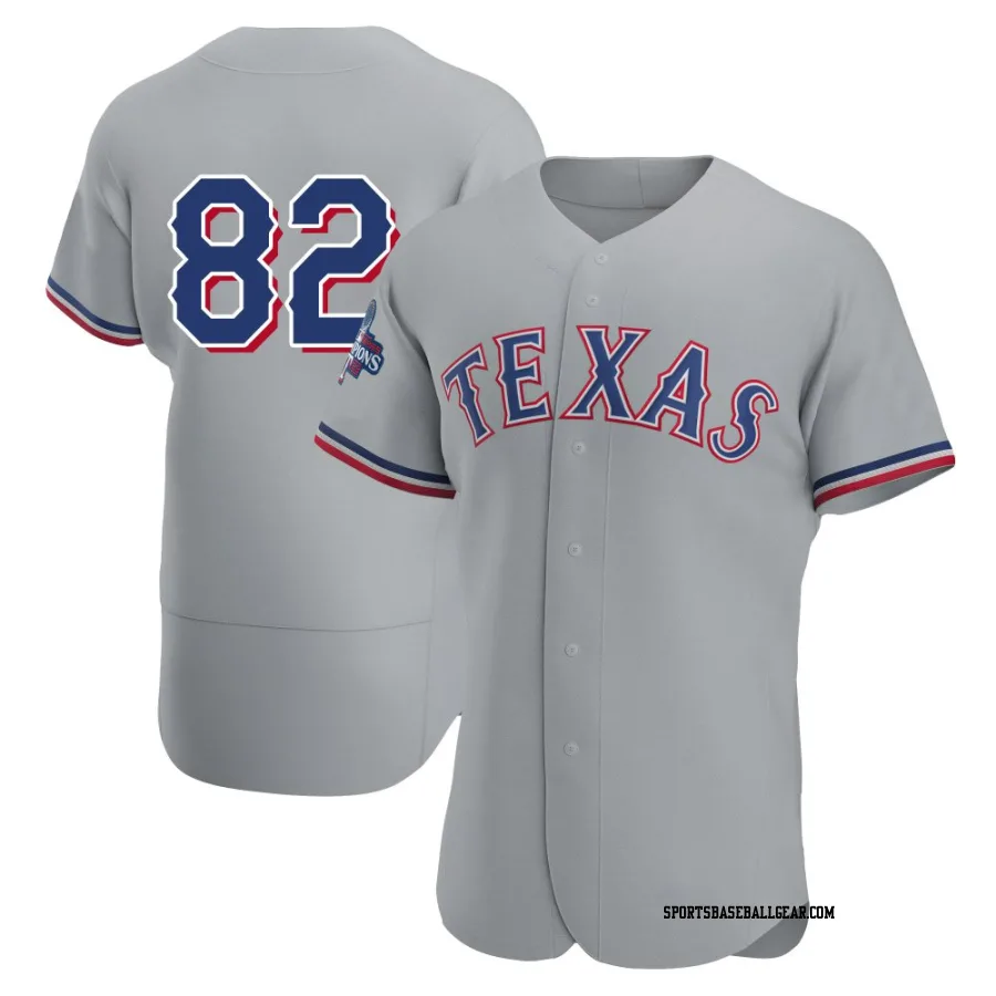 Emiliano Teodo Men's Texas Rangers Gray Authentic Road 2023 World Series Champions Jersey
