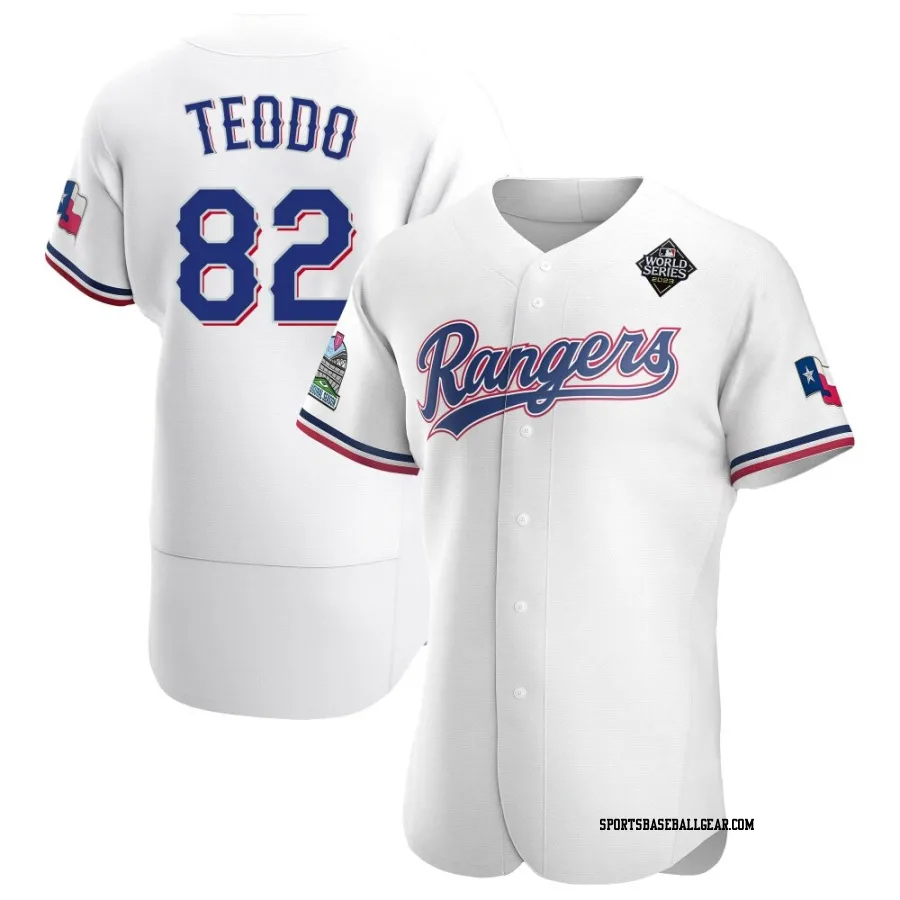 Emiliano Teodo Men's Texas Rangers White Authentic Home 2023 World Series Jersey