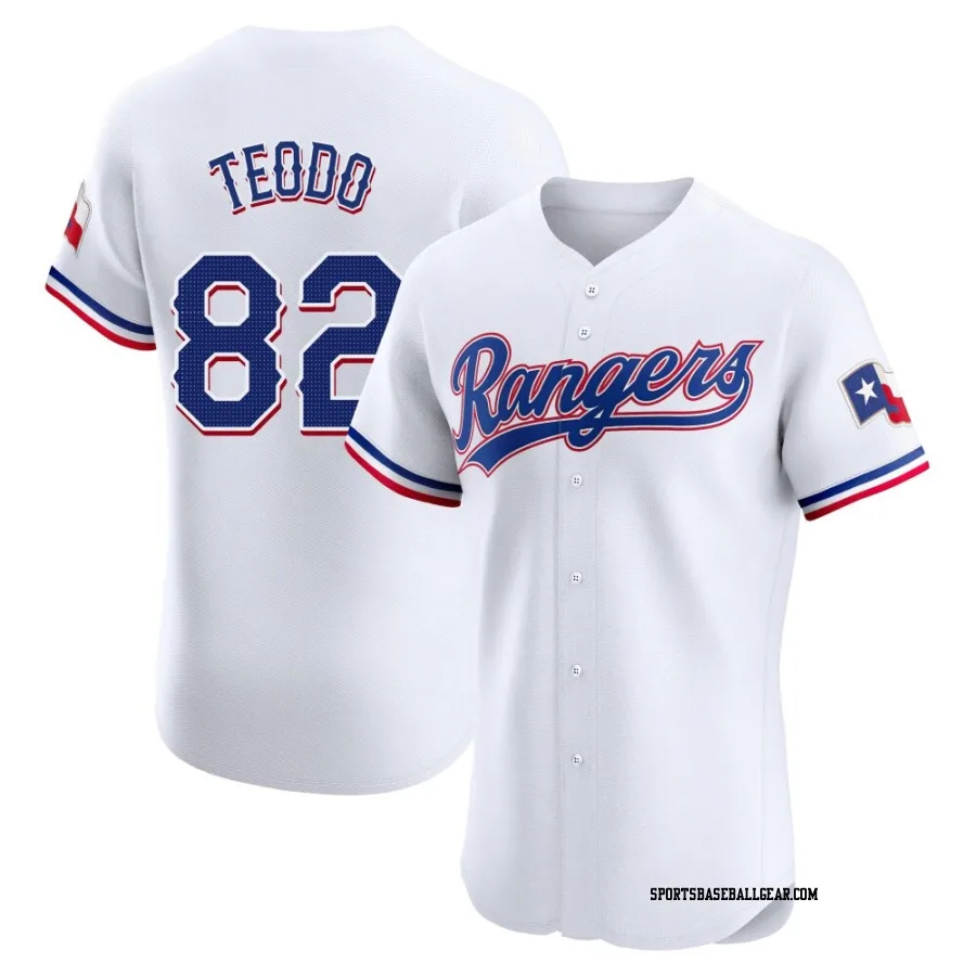 Emiliano Teodo Men's Texas Rangers White Elite Home Jersey