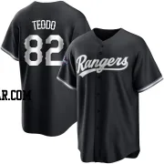 Emiliano Teodo Men's Texas Rangers White Replica Black 2023 World Series Champions Jersey