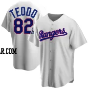 Emiliano Teodo Youth Texas Rangers White Replica Home Cooperstown Collection 2023 World Series Champions Jersey
