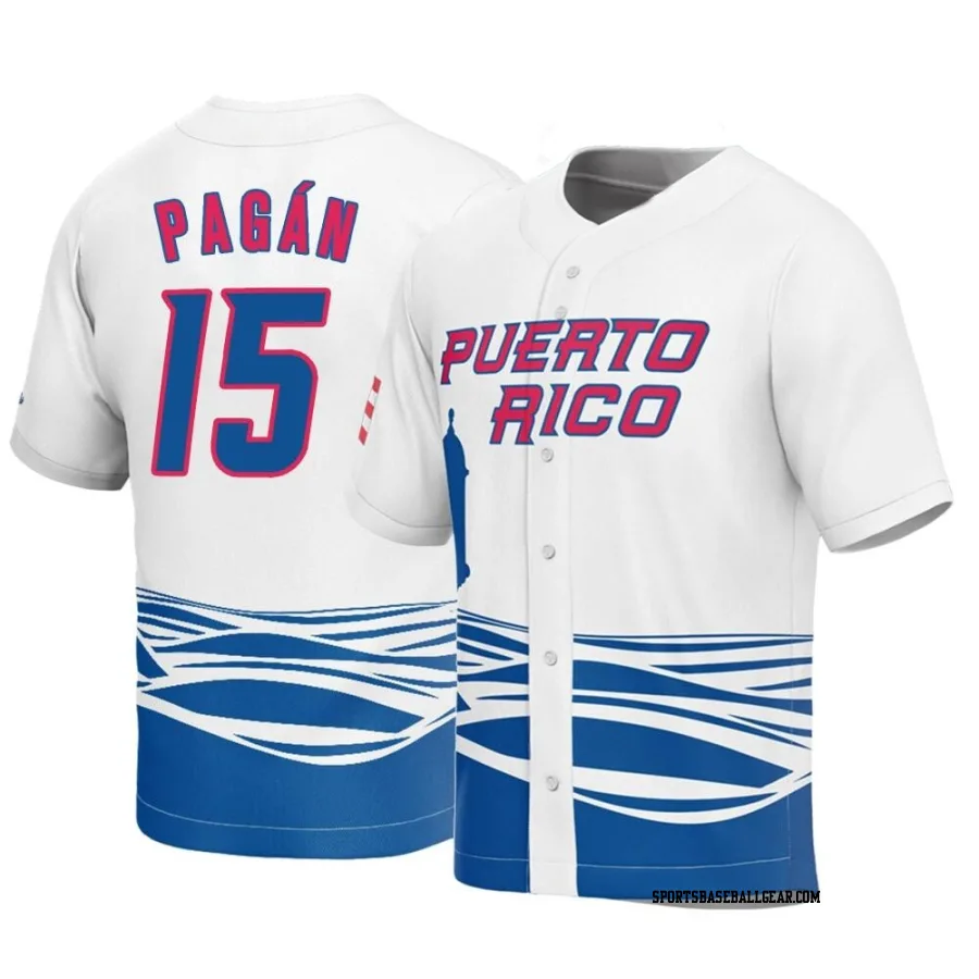 Emilio Pagan Youth Puerto Rico Baseball White Replica 2023 World Baseball Classic Jersey
