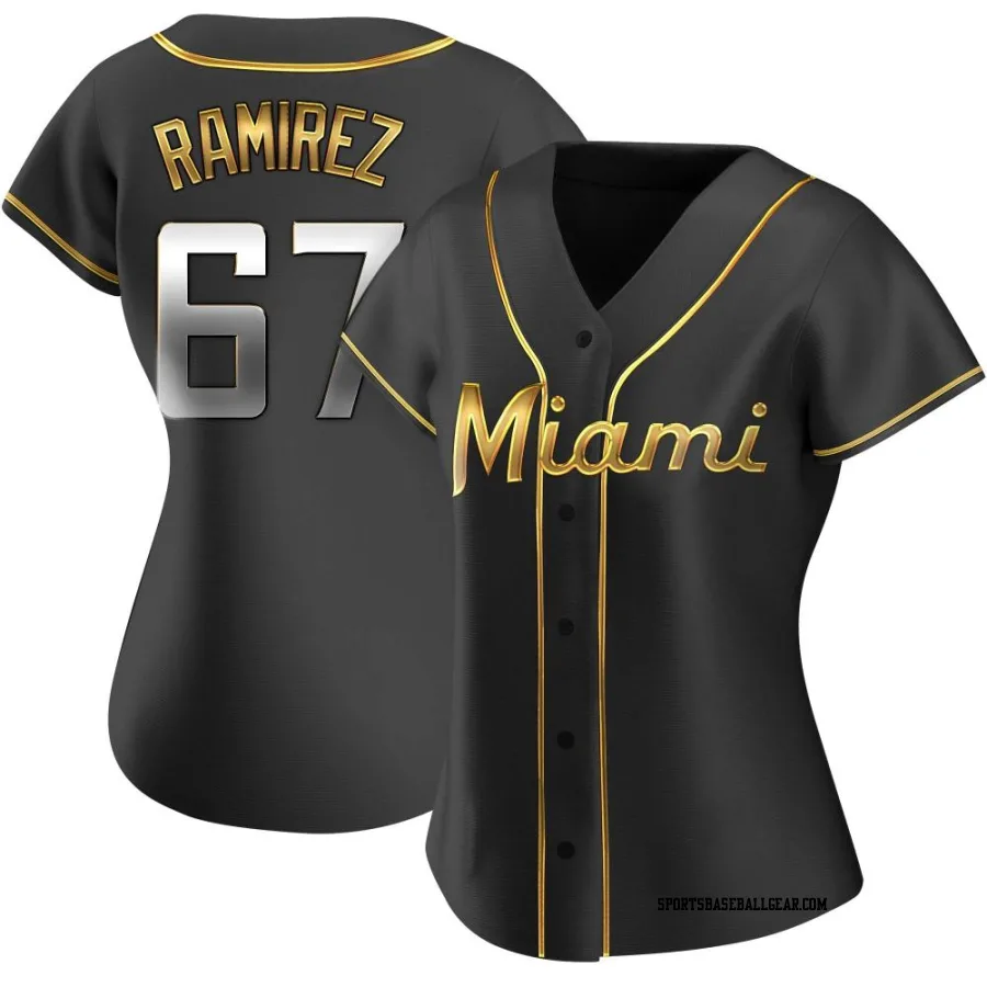 Emmanuel Ramirez Women's Miami Marlins Black Golden Replica Alternate Jersey