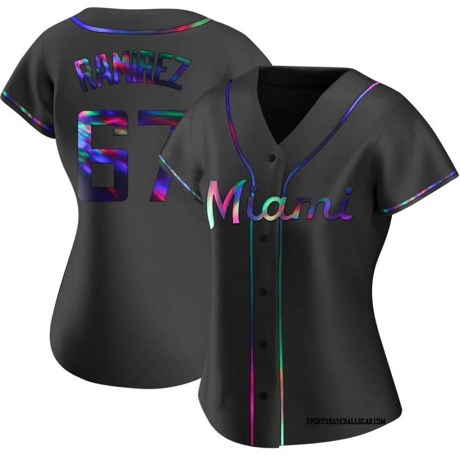 Emmanuel Ramirez Women's Miami Marlins Black Holographic Replica Alternate Jersey