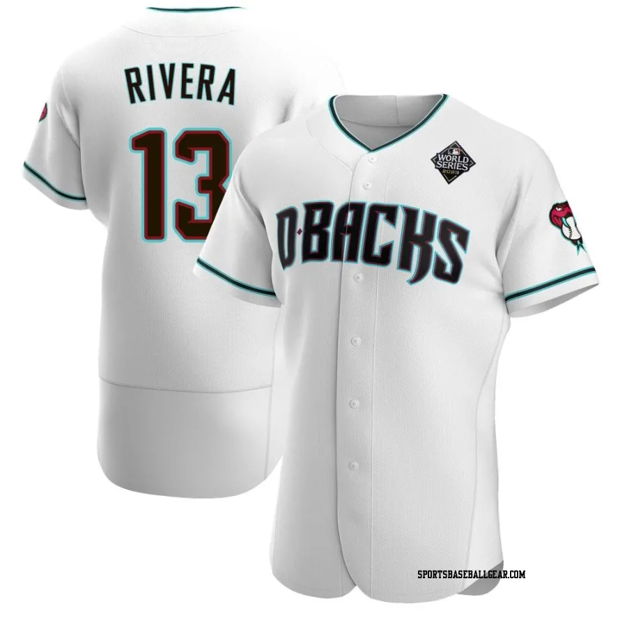 Emmanuel Rivera Men's Arizona Diamondbacks White Authentic Teal Alternate 2023 World Series Jersey