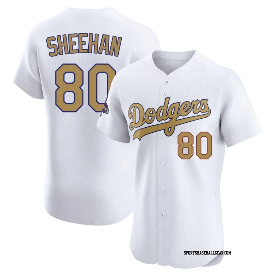Emmet Sheehan Men's Los Angeles Dodgers Gold Elite White 2025 Collection Jersey
