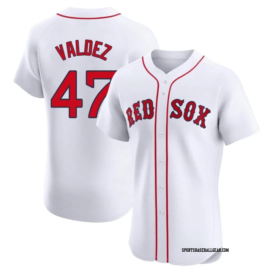 Enmanuel Valdez Men's Boston Red Sox White Elite Home Patch Jersey