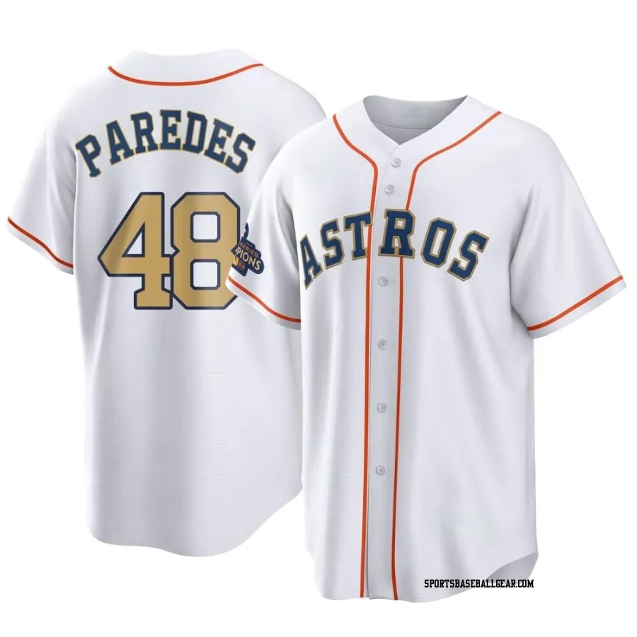 Enoli Paredes Men's Houston Astros Gold Replica White 2023 Collection Jersey