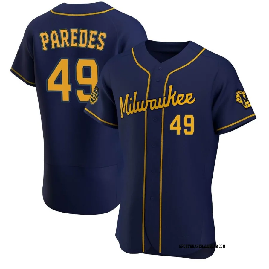 Enoli Paredes Men's Milwaukee Brewers Navy Authentic Alternate Jersey