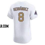 Enrique Hernandez Men's Los Angeles Dodgers Gold Elite White 2025 Collection Jersey