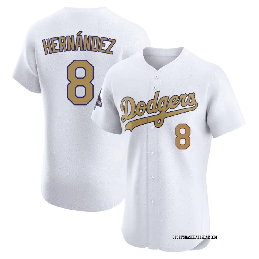 Enrique Hernandez Men's Los Angeles Dodgers Gold Elite White 2025 Collection Jersey