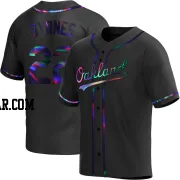 Eric Byrnes Men's Oakland Athletics Black Holographic Replica Alternate Jersey