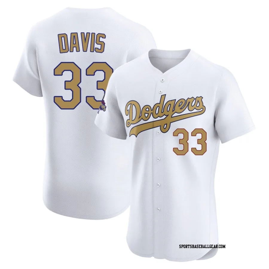 Eric Davis Men's Los Angeles Dodgers Gold Elite White 2025 Collection Jersey