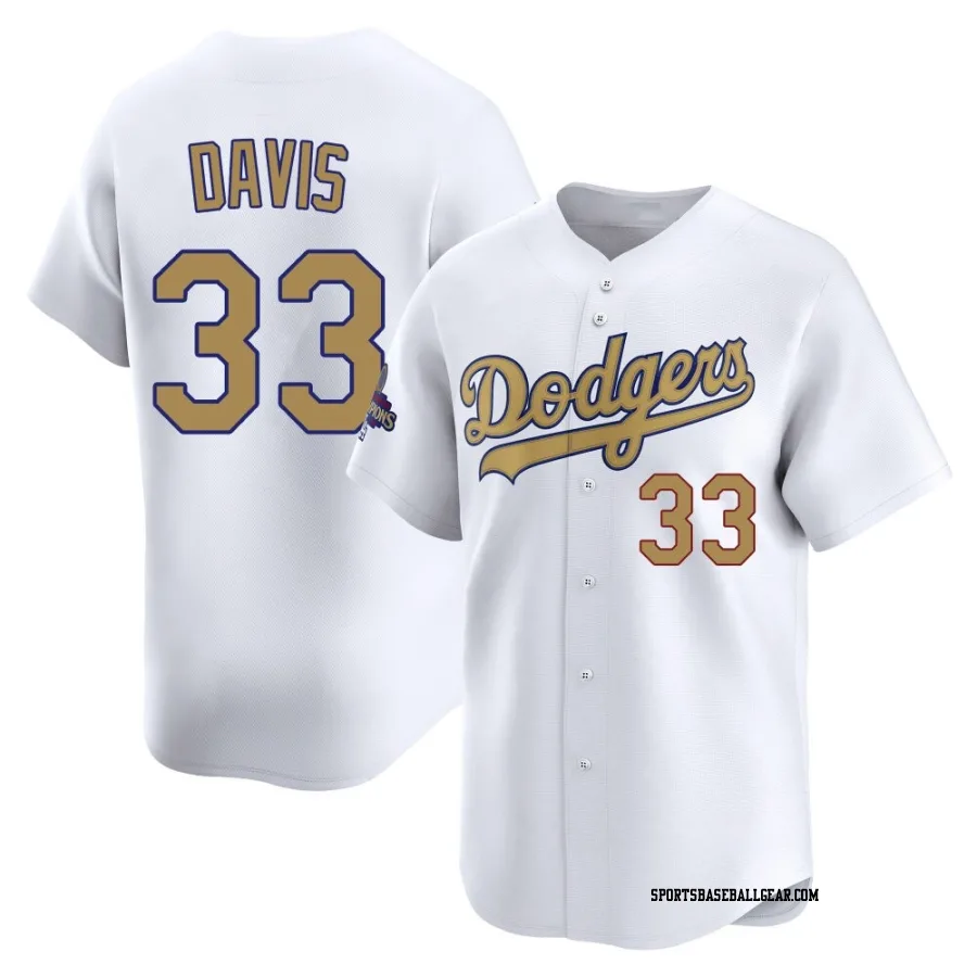 Eric Davis Men's Los Angeles Dodgers Gold Limited White 2025 Collection Jersey