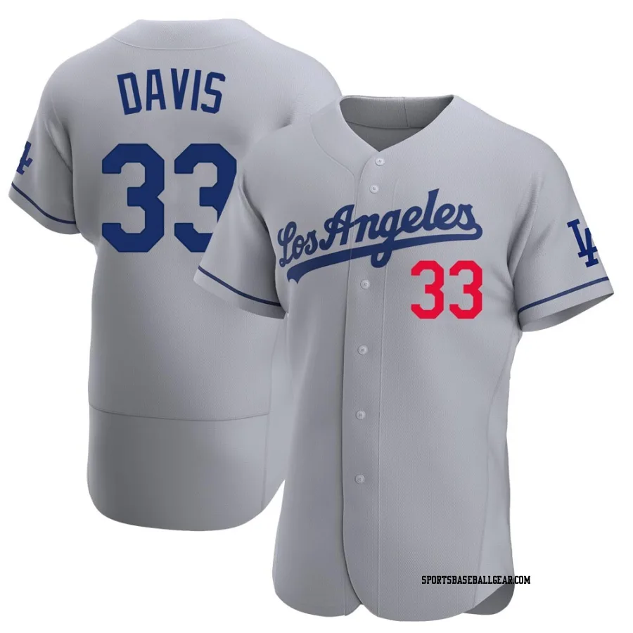 Eric Davis Men's Los Angeles Dodgers Gray Authentic Away Jersey