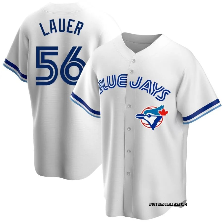 Eric Lauer Men's Toronto Blue Jays White Replica Home Cooperstown Collection Jersey