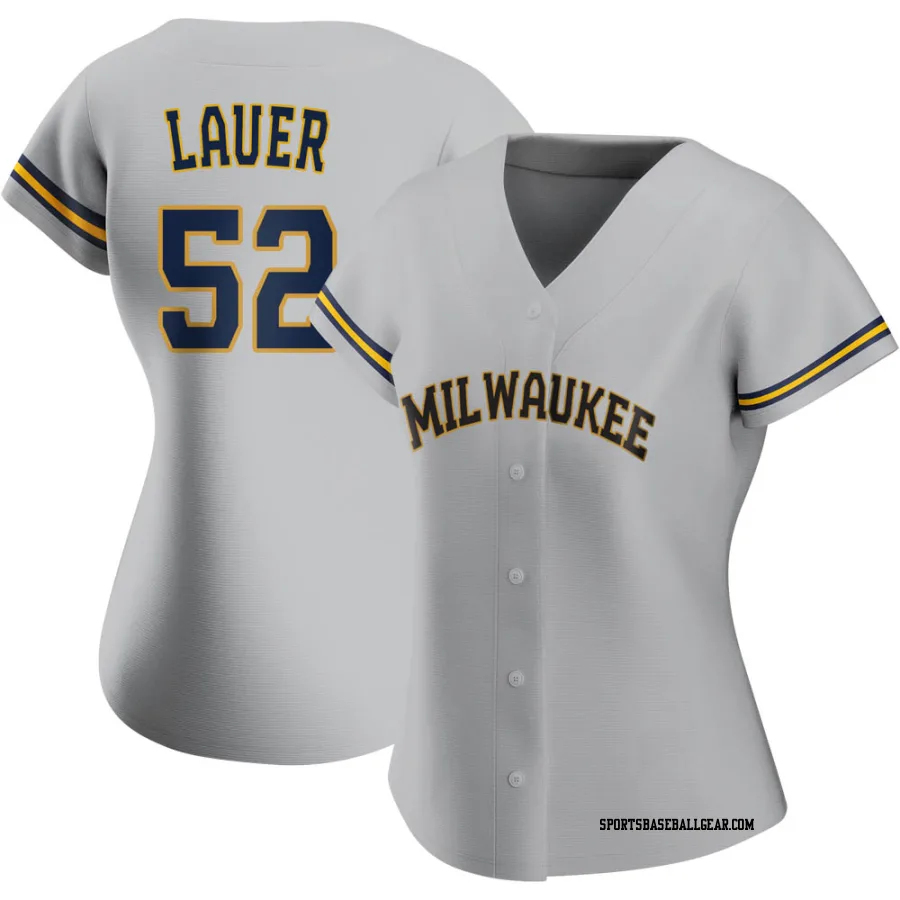 Eric Lauer Women's Milwaukee Brewers Gray Authentic Road Jersey