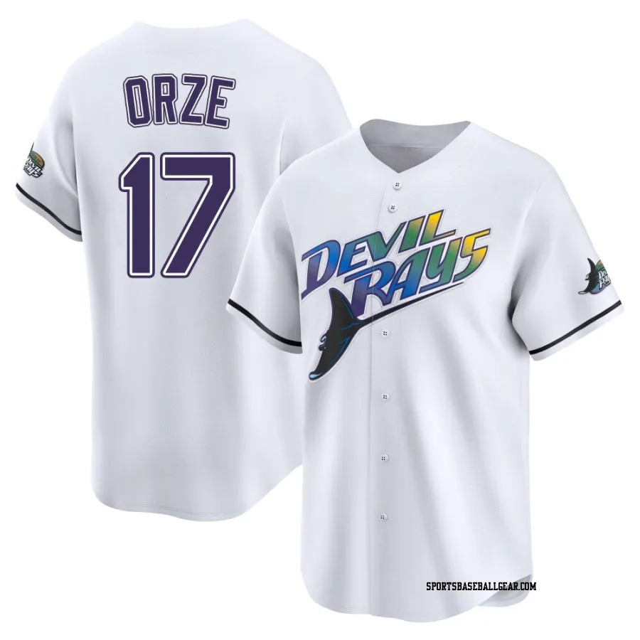Eric Orze Youth Tampa Bay Rays White Limited Throwback Cooperstown Jersey