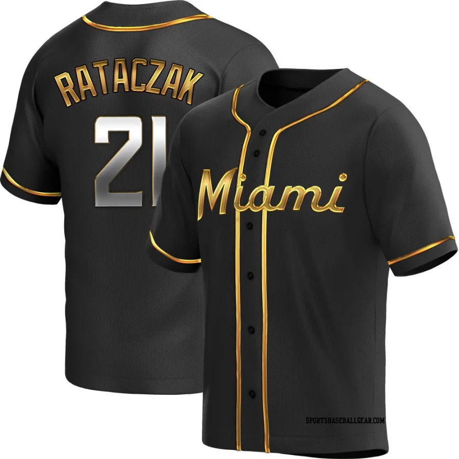 Eric Rataczak Youth Miami Marlins Black Golden Replica Alternate Jersey