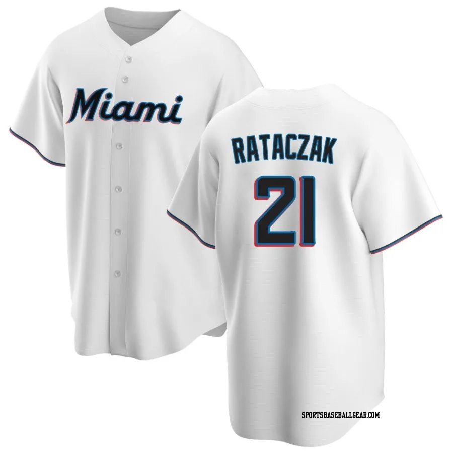 Eric Rataczak Youth Miami Marlins White Replica Home Jersey