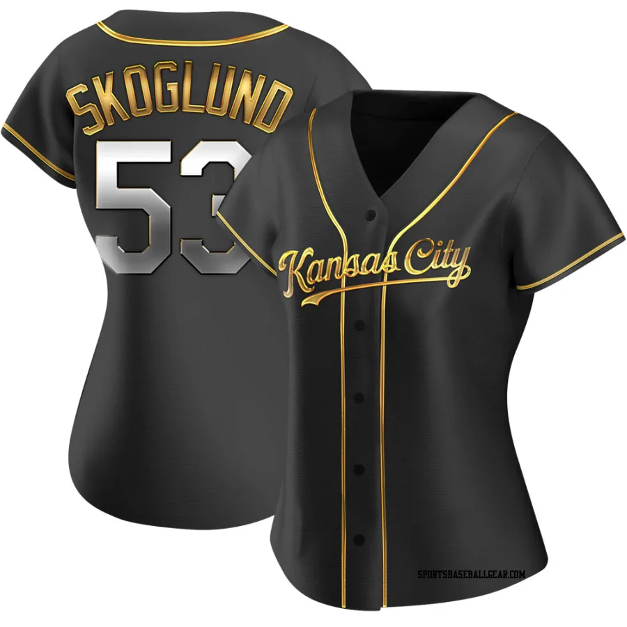 Eric Skoglund Women's Kansas City Royals Black Golden Replica Alternate Jersey