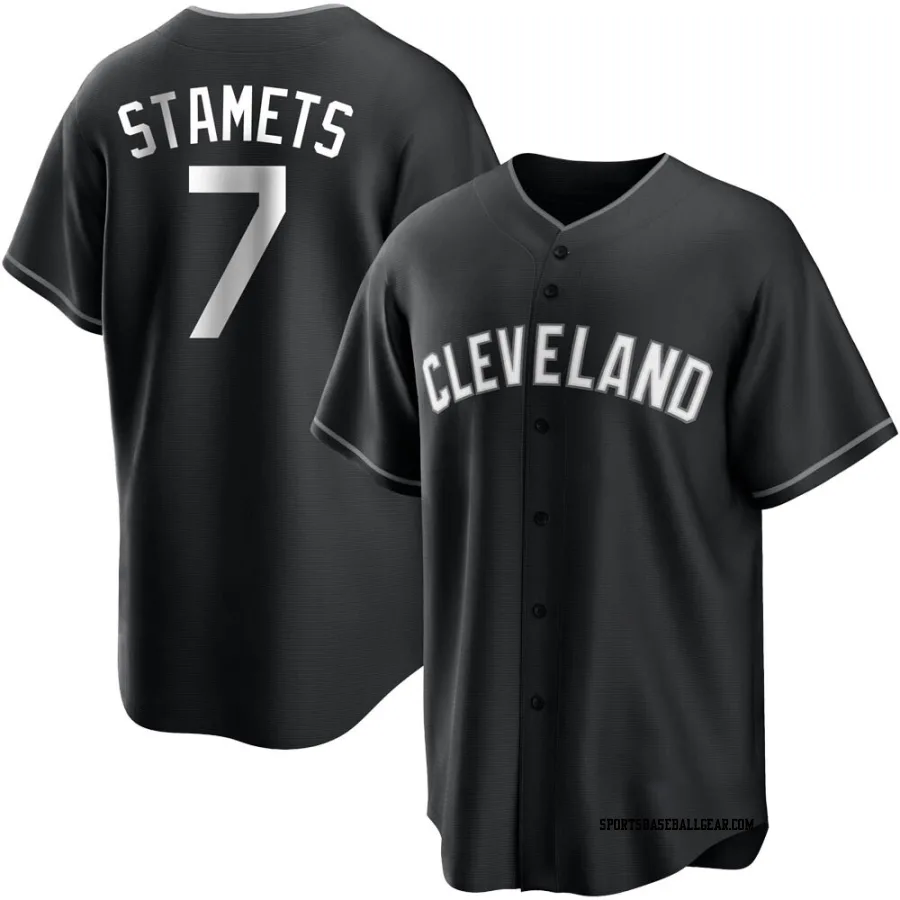 Eric Stamets Youth Cleveland Guardians Black/White Replica Jersey