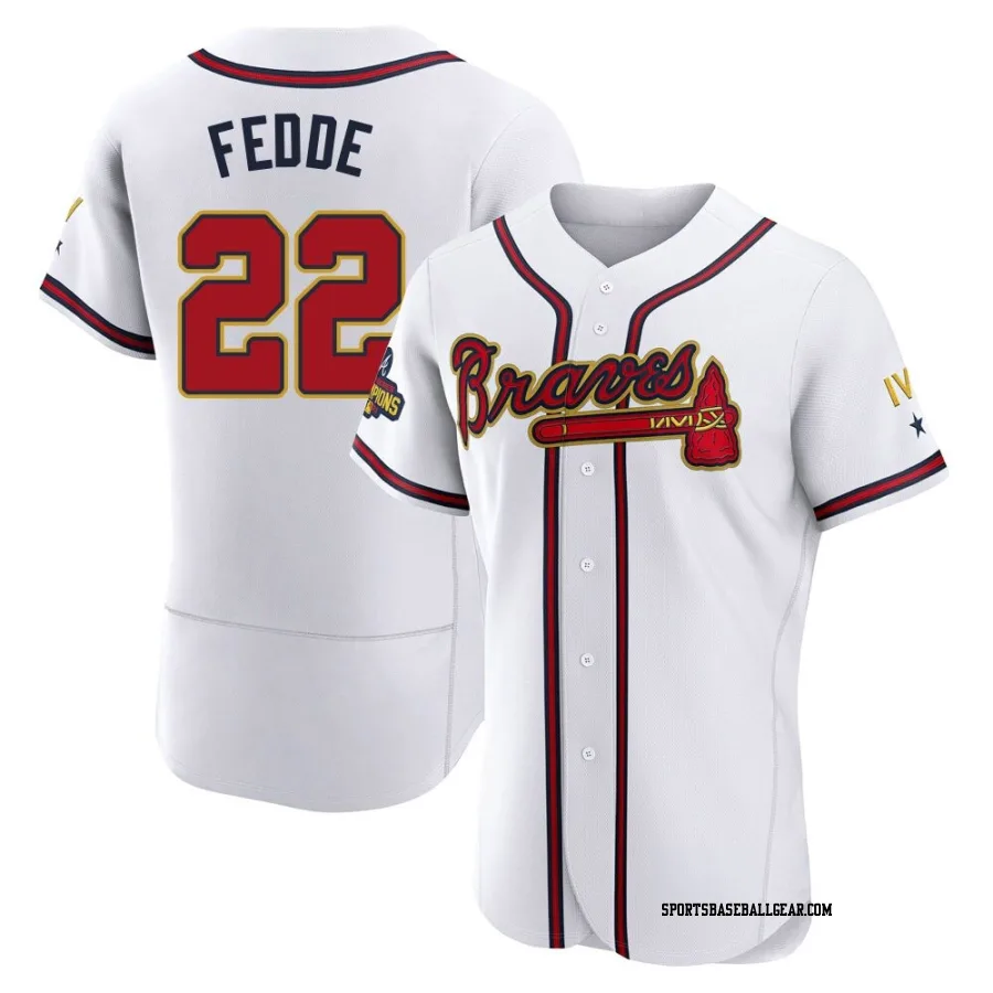 Erick Fedde Men's Atlanta Braves Gold Authentic White 2022 Program Jersey