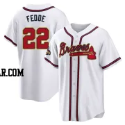 Erick Fedde Men's Atlanta Braves Gold Replica White 2022 Program Jersey