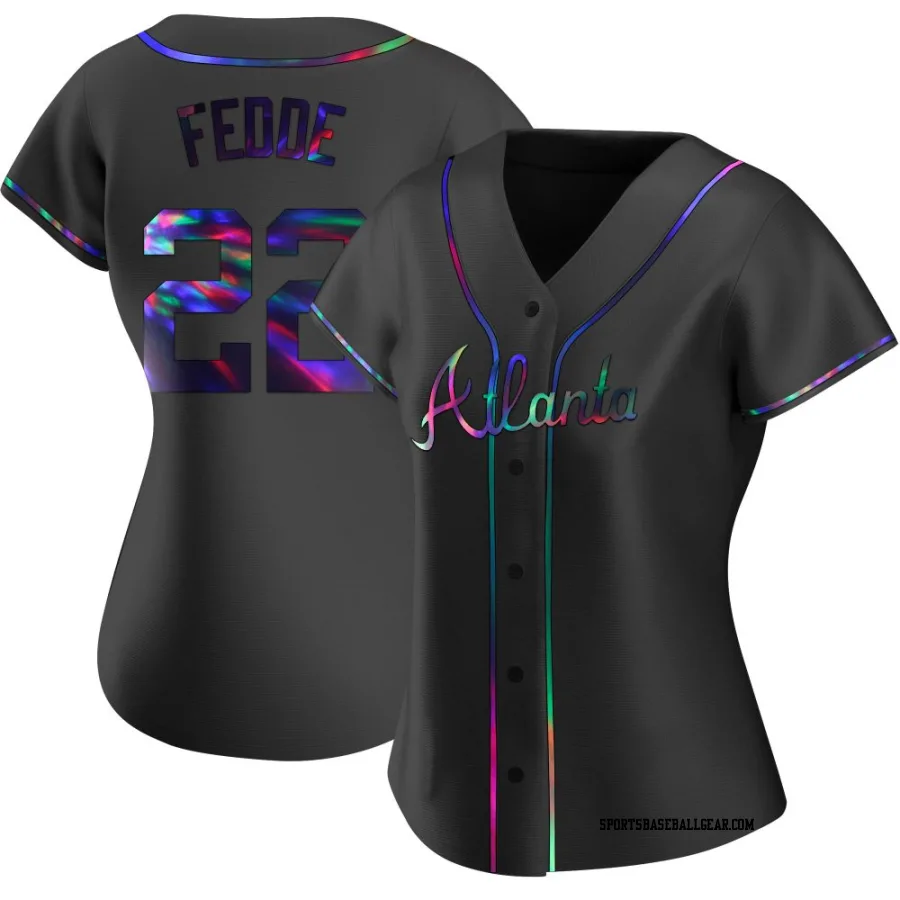 Erick Fedde Women's Atlanta Braves Black Holographic Replica Alternate Jersey
