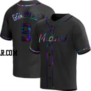 Erik Gonzalez Youth Miami Marlins Black Holographic Replica Alternate Jersey