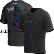 Erik Martinez Men's Los Angeles Angels Black Holographic Replica Alternate Jersey