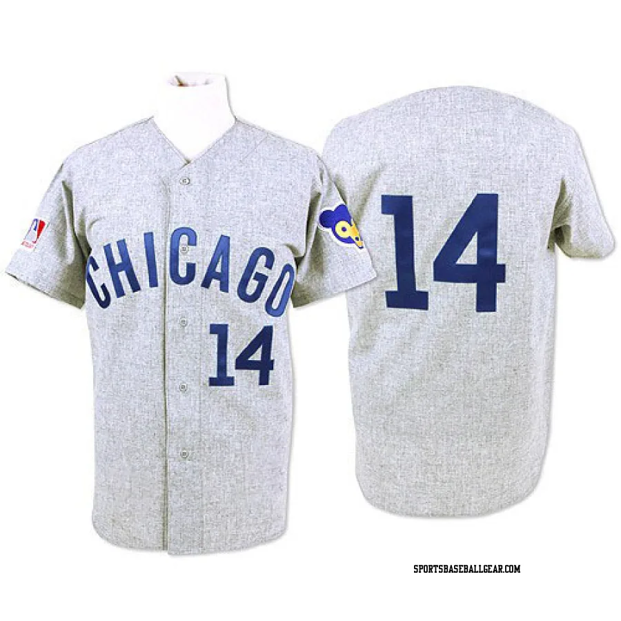 Ernie Banks Men's Chicago Cubs Grey Replica Throwback Jersey