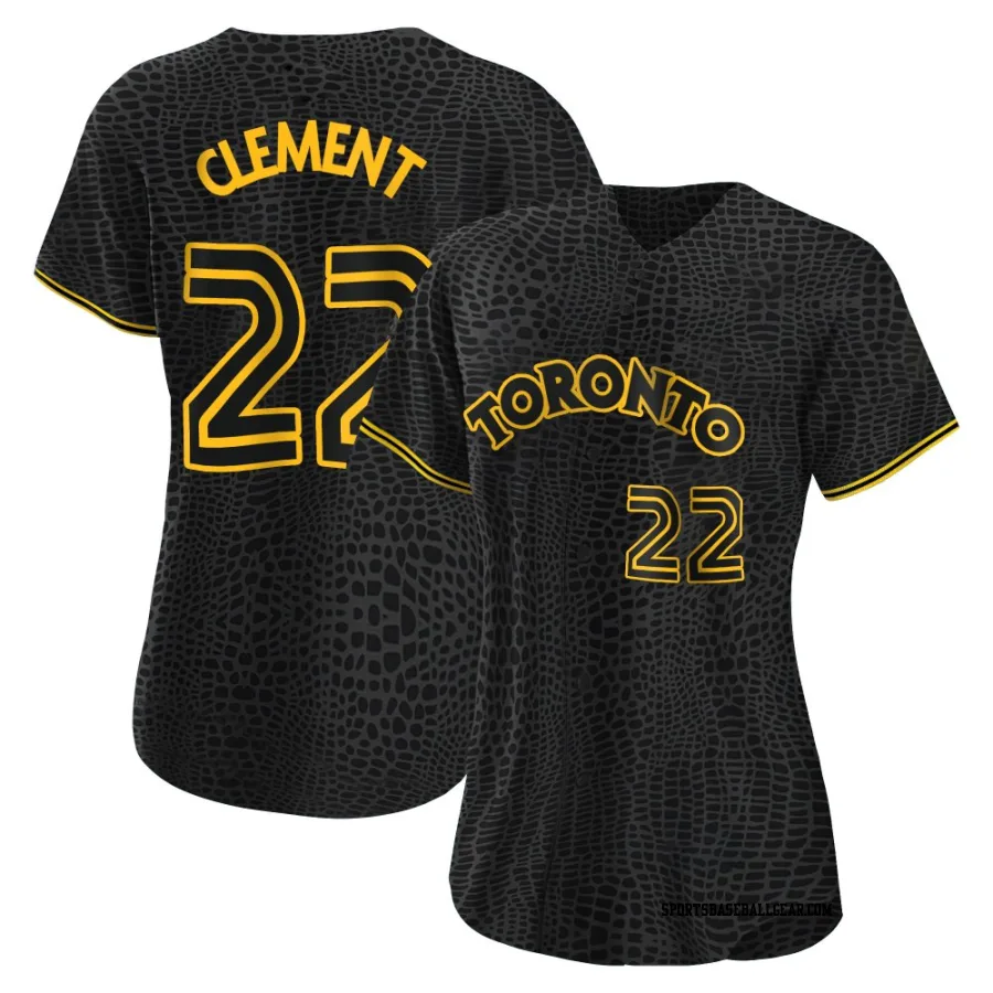 Ernie Clement Women's Toronto Blue Jays Black Authentic Snake Skin City Jersey