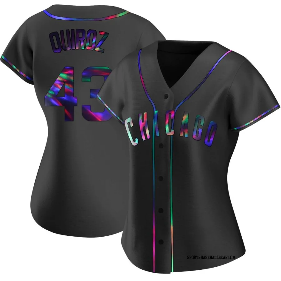 Esteban Quiroz Women's Chicago Cubs Black Holographic Replica Alternate Jersey