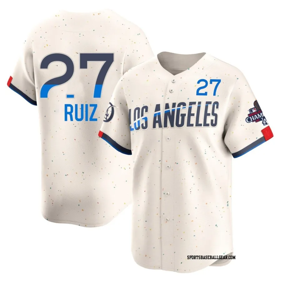 Esteury Ruiz Men's Los Angeles Dodgers Cream Limited 2024 City Connect World Series Champions Jersey