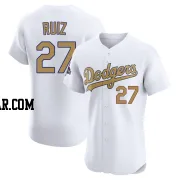 Esteury Ruiz Men's Los Angeles Dodgers Gold Elite White 2025 Collection Jersey