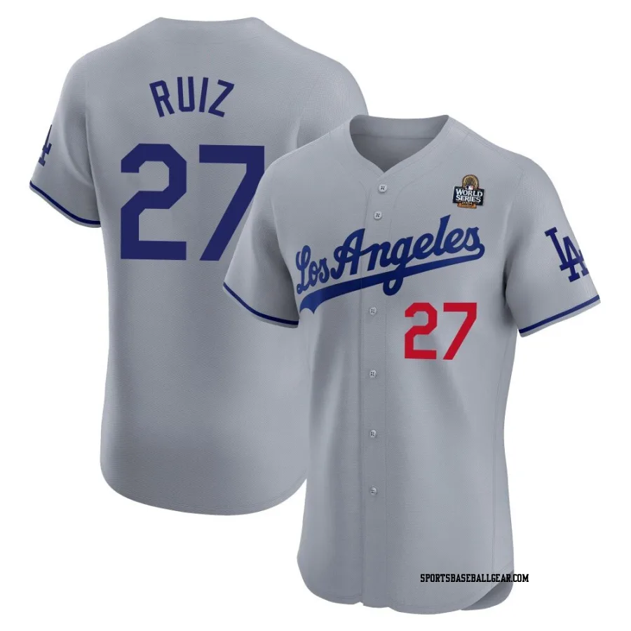 Esteury Ruiz Men's Los Angeles Dodgers Gray Elite Road 2024 World Series Jersey