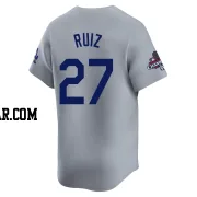 Esteury Ruiz Men's Los Angeles Dodgers Gray Limited Away World Series Champions Jersey