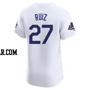 Esteury Ruiz Men's Los Angeles Dodgers White Elite Home World Series Champions Jersey